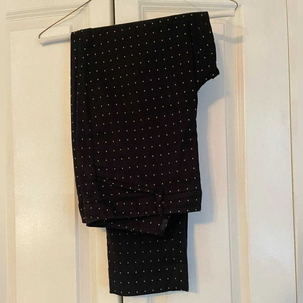 Black with white polka dot ankle pants